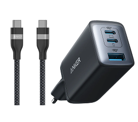 Anker 735 Charger (Nano II 65W) and Anker USB-C to USB-C Cable (240W, Upcycled-Braided)