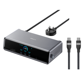 Anker Prime Docking Station (14-in-1, Triple Display, DisplayLink) with DL7400  and USB-C to USB-C Cable ( 3ft, 240W, Upcycled-Braided)