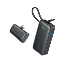 Anker Nano Power Bank, 10,000mAh with Built-In USB-C Cable, 30W Fast Charging and Nano Power Bank (22.5W, Built-In USB-C Connector)