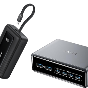 Anker Zolo Power Bank (20K, 30W, Built-In USB-C Cable) and Anker Prime Charger (200W, 6 Ports, GaN)
