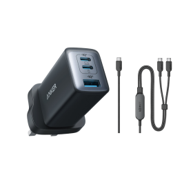 Anker 735 Charger (Nano II 65W), 3-Port Fast Charger Plug and 2-in-1 USB C to USB C Cable 140W