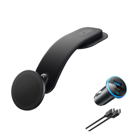 Anker Nano Car Mount (Magnetic, Detachable Pad) and Anker 323 Charger (52.5W) with USB-C to USB-C cable