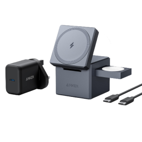 Anker 3-in-1 Cube with MagSafe, 15W Fast Charging, Foldable Wireless Charging Station
