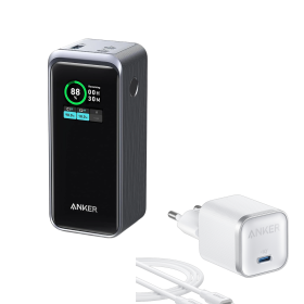 Anker Prime 20,000mAh Power Bank (200W) and Anker Nano Charger (45W) with USB-C to USB-C Cable