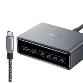 Anker Prime Ladeger?t (200W, 6 Ports, GaN) + Anker Prime USB-C auf USB-C Kabel (240W, Upcycled-Flechtdesign)
